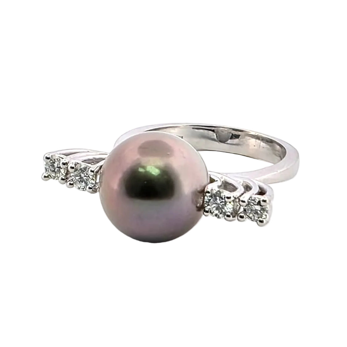 Bague Solitaire en or blanc, perle et diamants