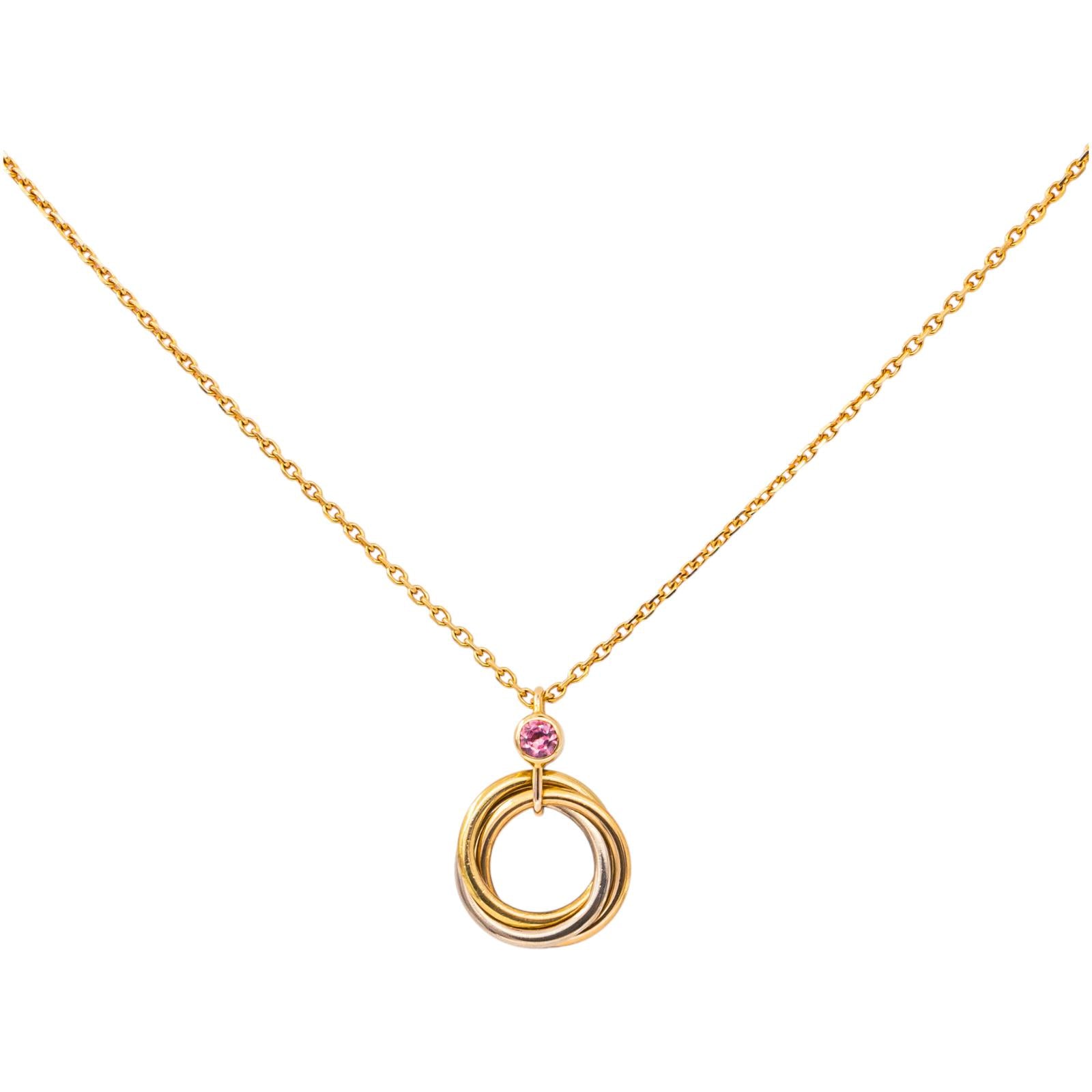 Cartier Collier Trinity Or jaune Saphir rose