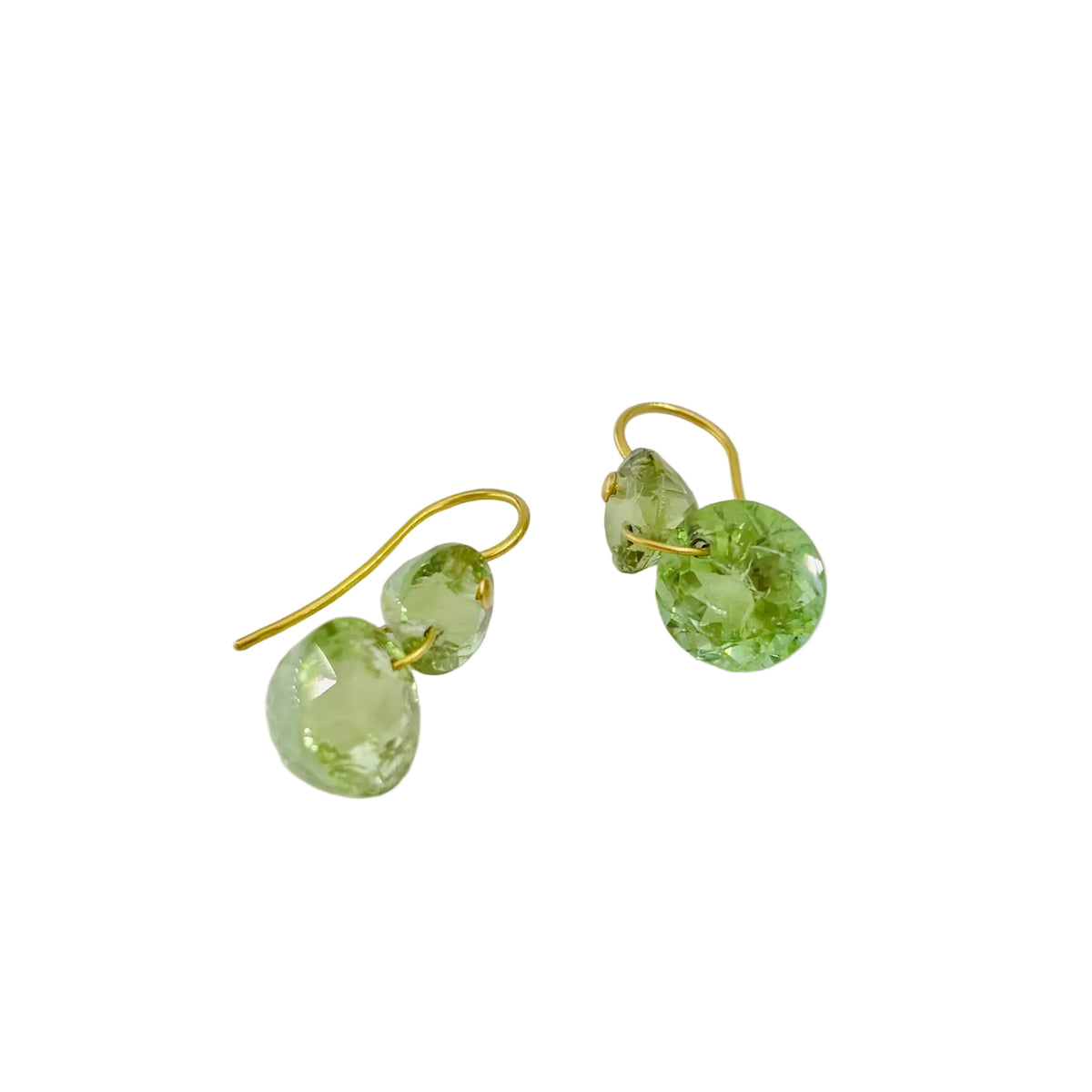 Boucles d'oreilles Pendantes MARIE-HÉLÈNE DE TAILLAC "Gem Incandescence" en or jaune et tourmaline verte