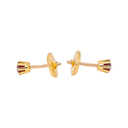Boucles d'oreilles Puces  Or jaune  Rubis
