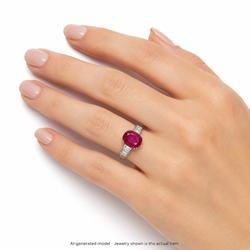 Bague Trilogie en or blanc, rubis et diamants