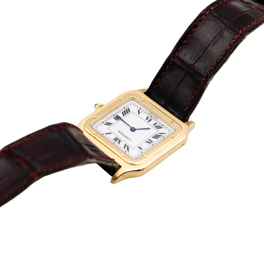 Montre CARTIER "Santos-Dumont" en or jaune et cuir