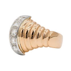 Bague Dôme en or rose et diamants