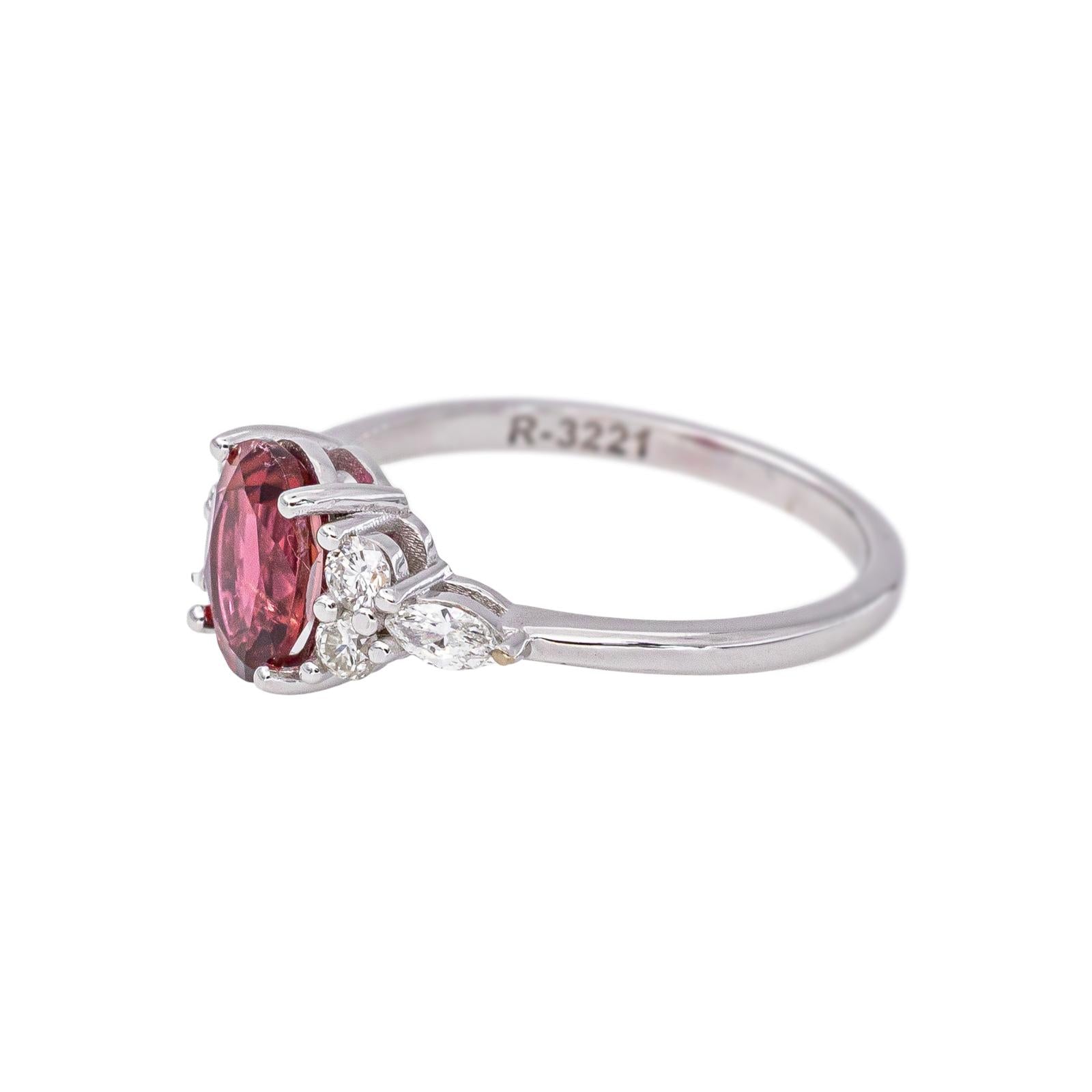 Bague Or blanc Tourmaline rose
