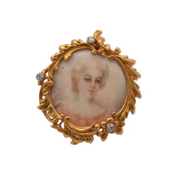 Broche en or jaune et diamants