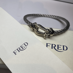 Bracelet FRED "Force 10" GM en or blanc et acier