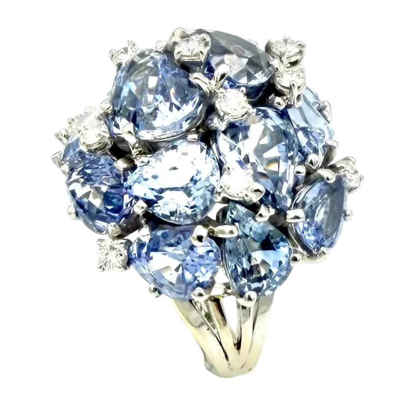 Bague Cocktail SEAMAN SCHEPPS "Bubbles" en or blanc, saphirs et diamants