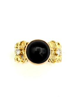VAN CLEEF & ARPELS. Bague vintage en or jaune 18K, onyx et diamants