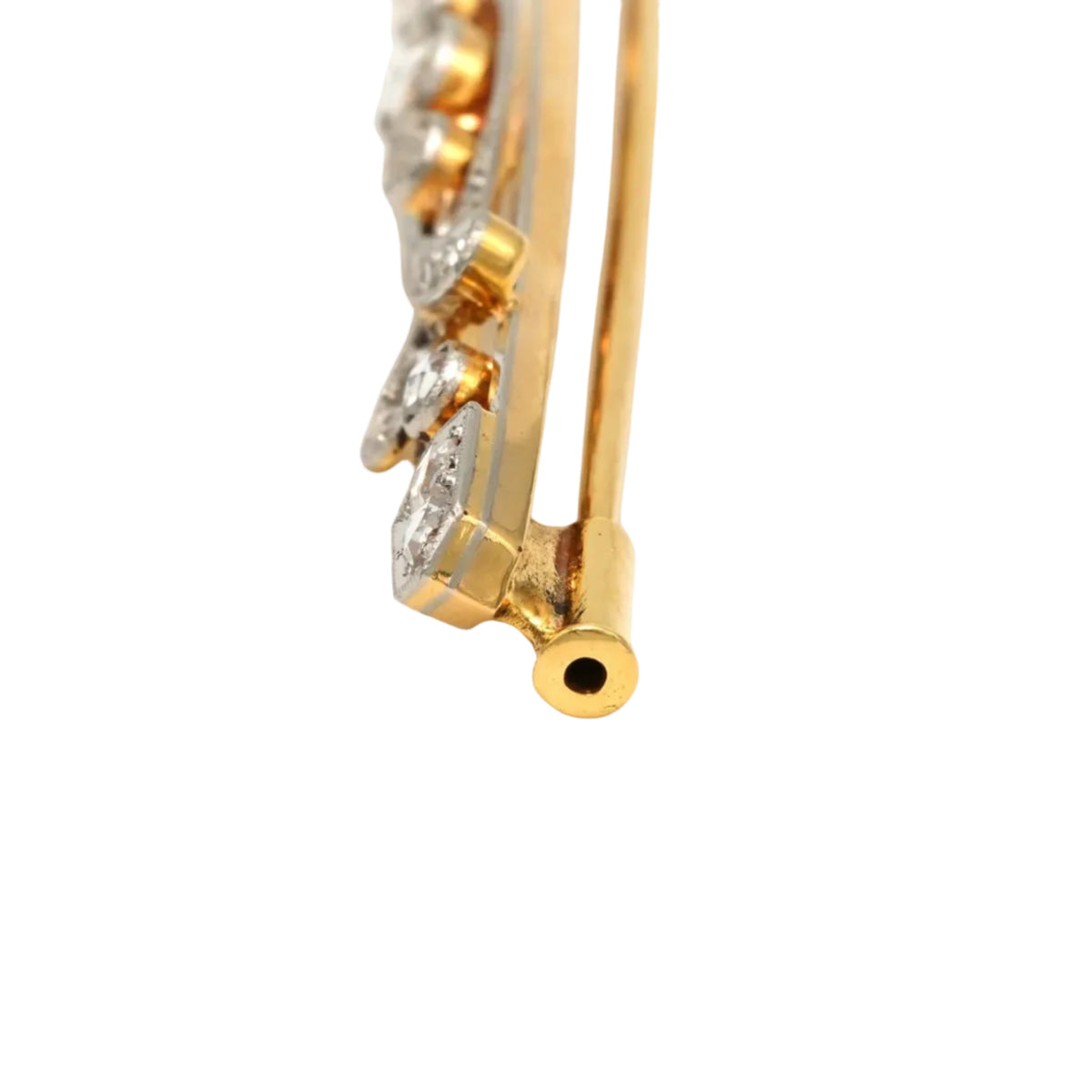 Broche Barrette en or blanc, or jaune et diamants