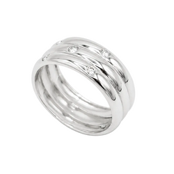 Bague Bandeau en or blanc et diamants