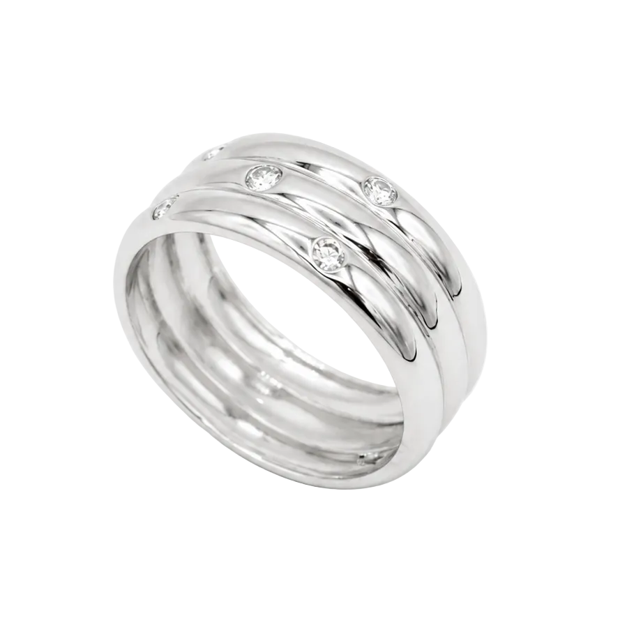 Bague Bandeau en or blanc et diamants