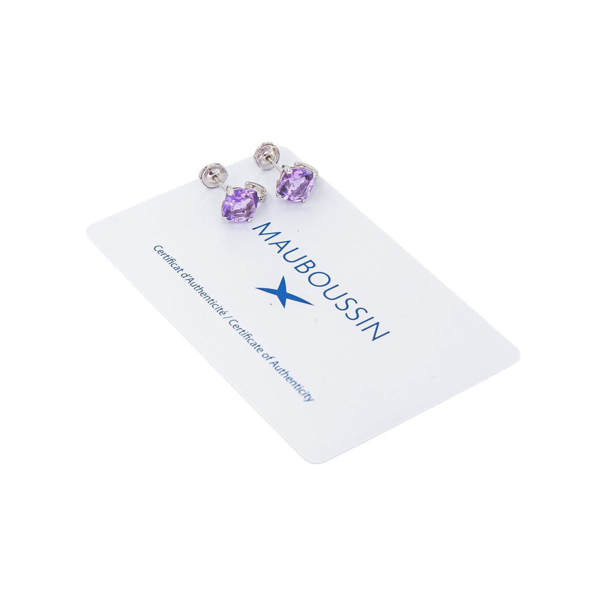 Mauboussin Boucles d'oreilles Petit visage d'amour  Or blanc Améthyste