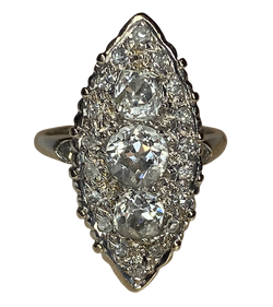 BAGUE OR BLANC 18K MARQUISE  (T.48)