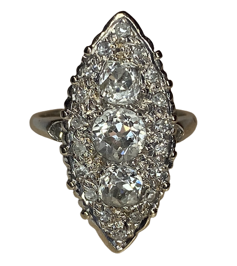 BAGUE OR BLANC 18K MARQUISE  (T.48)