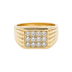 Bague Chevalière en or jaune et diamants