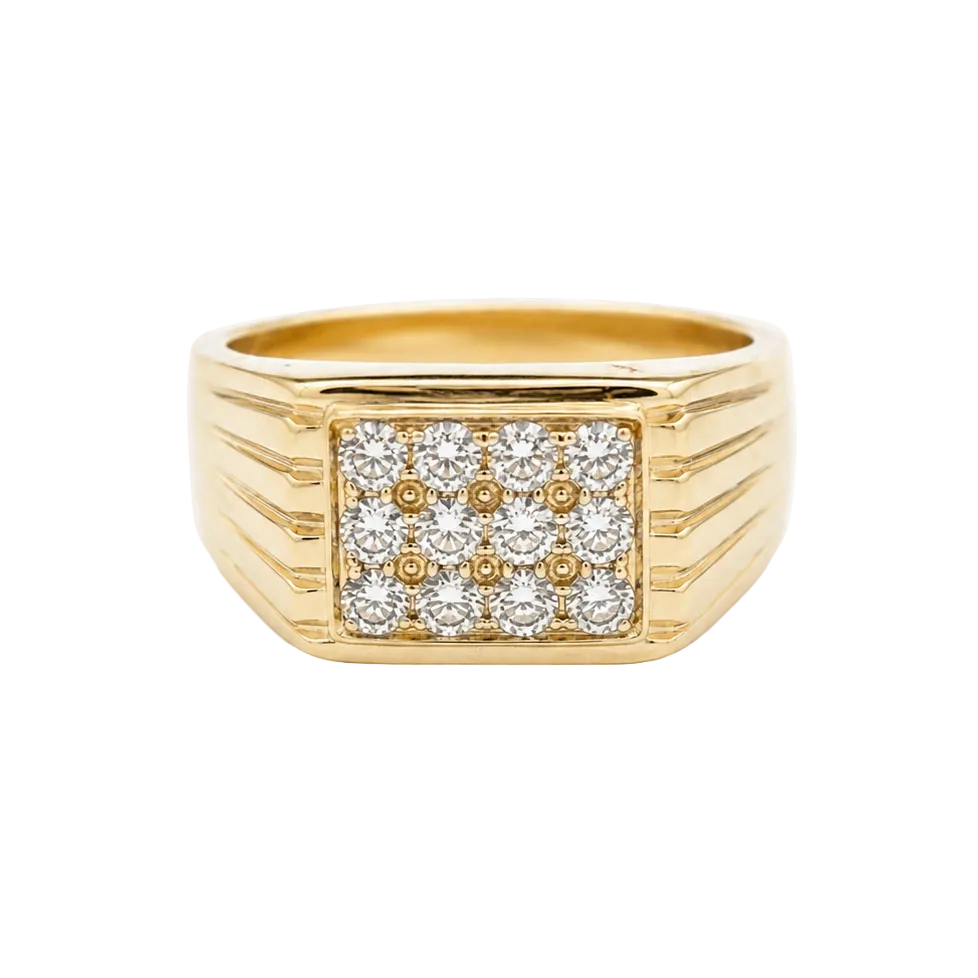 Bague Chevalière en or jaune et diamants