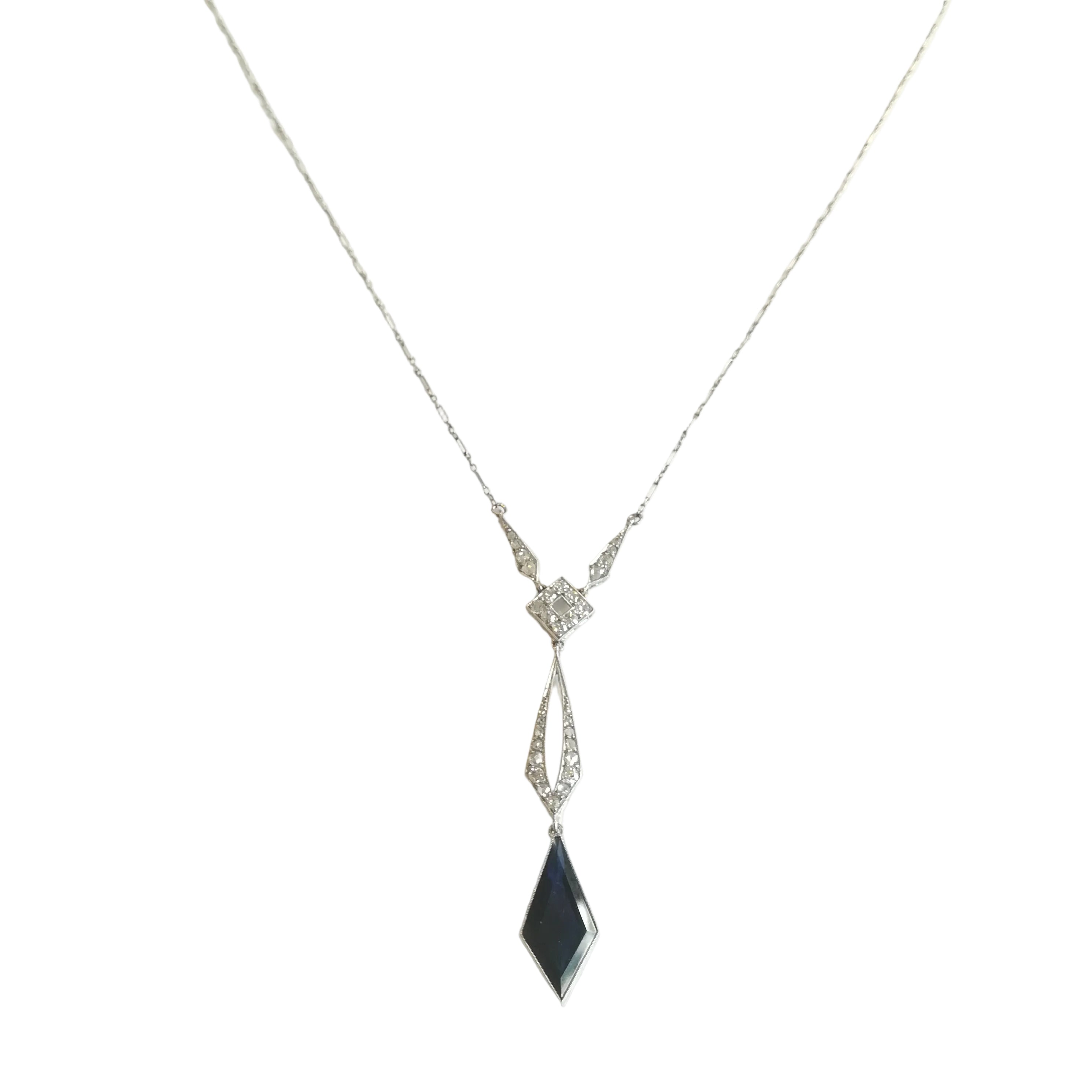 Collier Négligé en platine, saphir et diamants