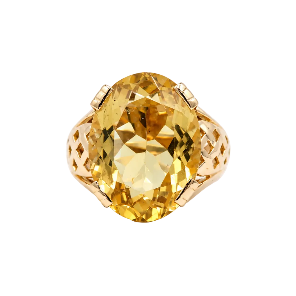 Bague Solitaire en or rose et citrine