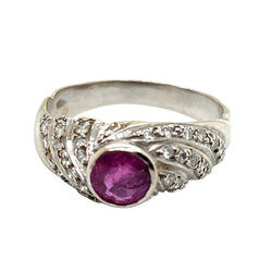 Bague Jonc en or blanc, saphir et diamants