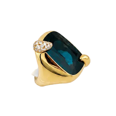 Bague Cocktail POMELLATO en or jaune, topaze et diamants