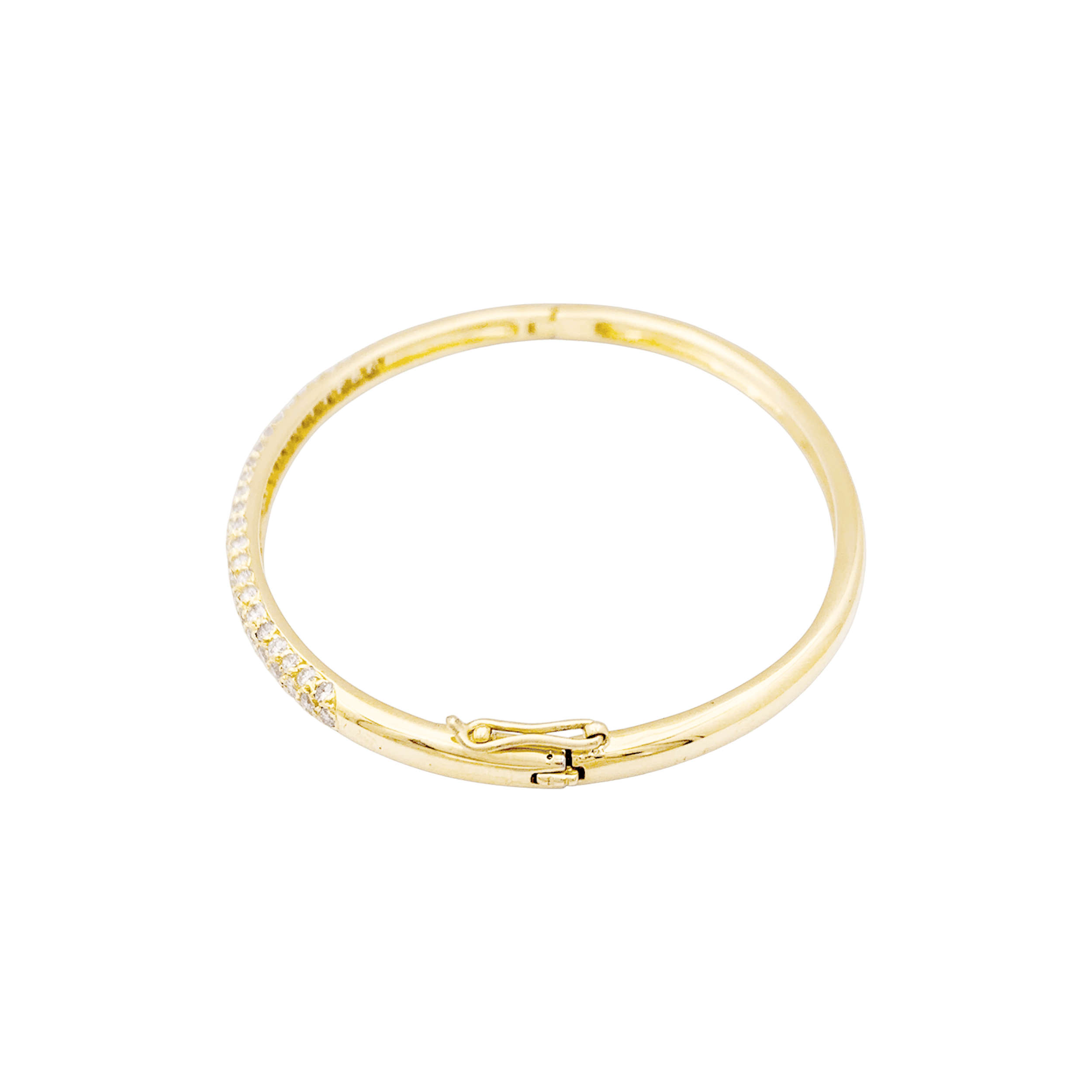 Bracelet jonc en or jaune et diamants.