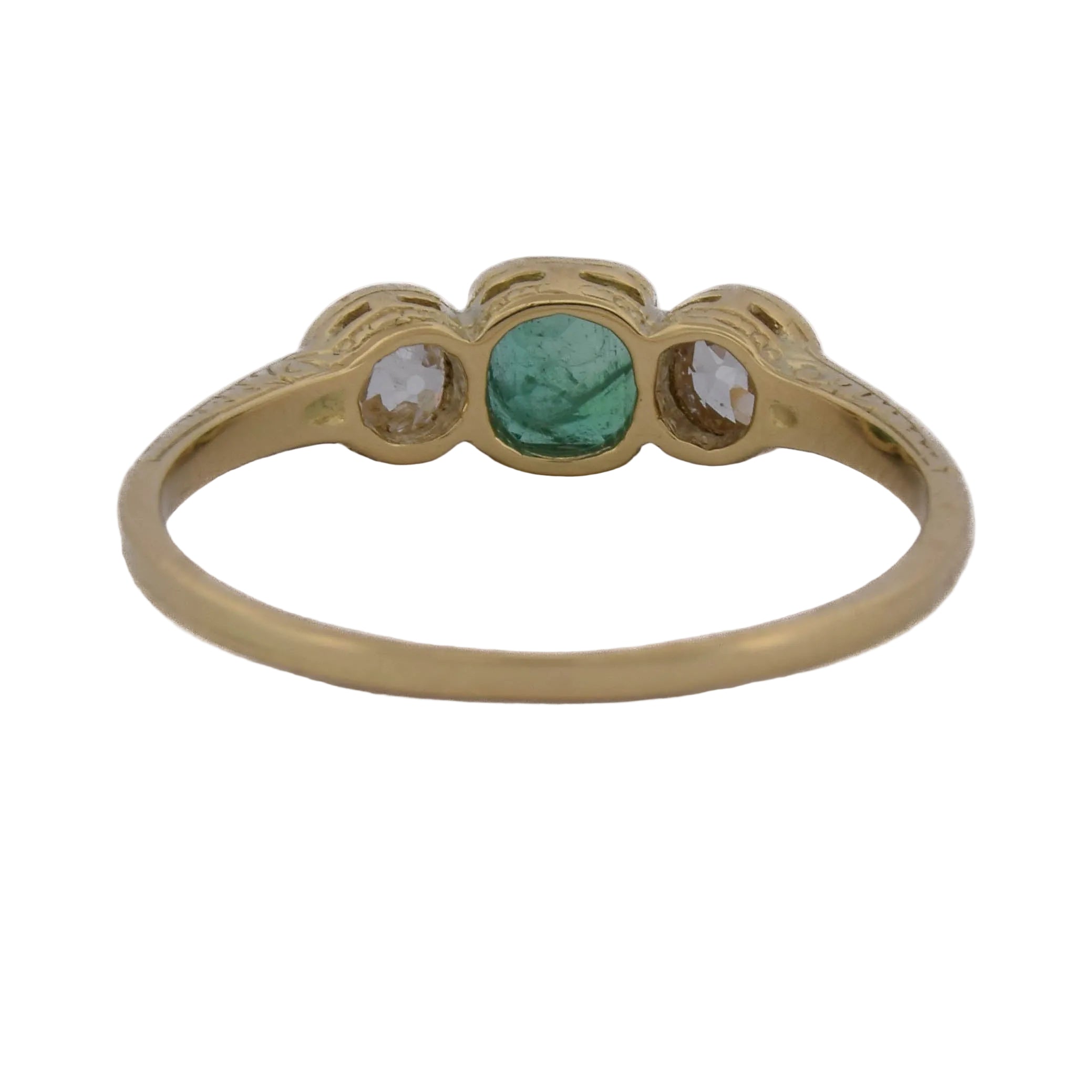 Bague Trilogie en or jaune, émeraude et diamants