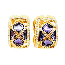 Boucles d'oreilles Créoles CHOPARD "Impériale" en or rose, améthystes et diamants
