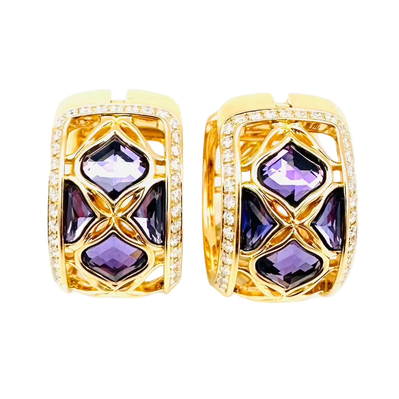 Boucles d'oreilles Créoles CHOPARD "Impériale" en or rose, améthystes et diamants
