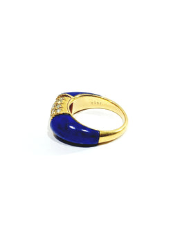 Bague Jonc en or jaune, lapis-lazuli et diamants