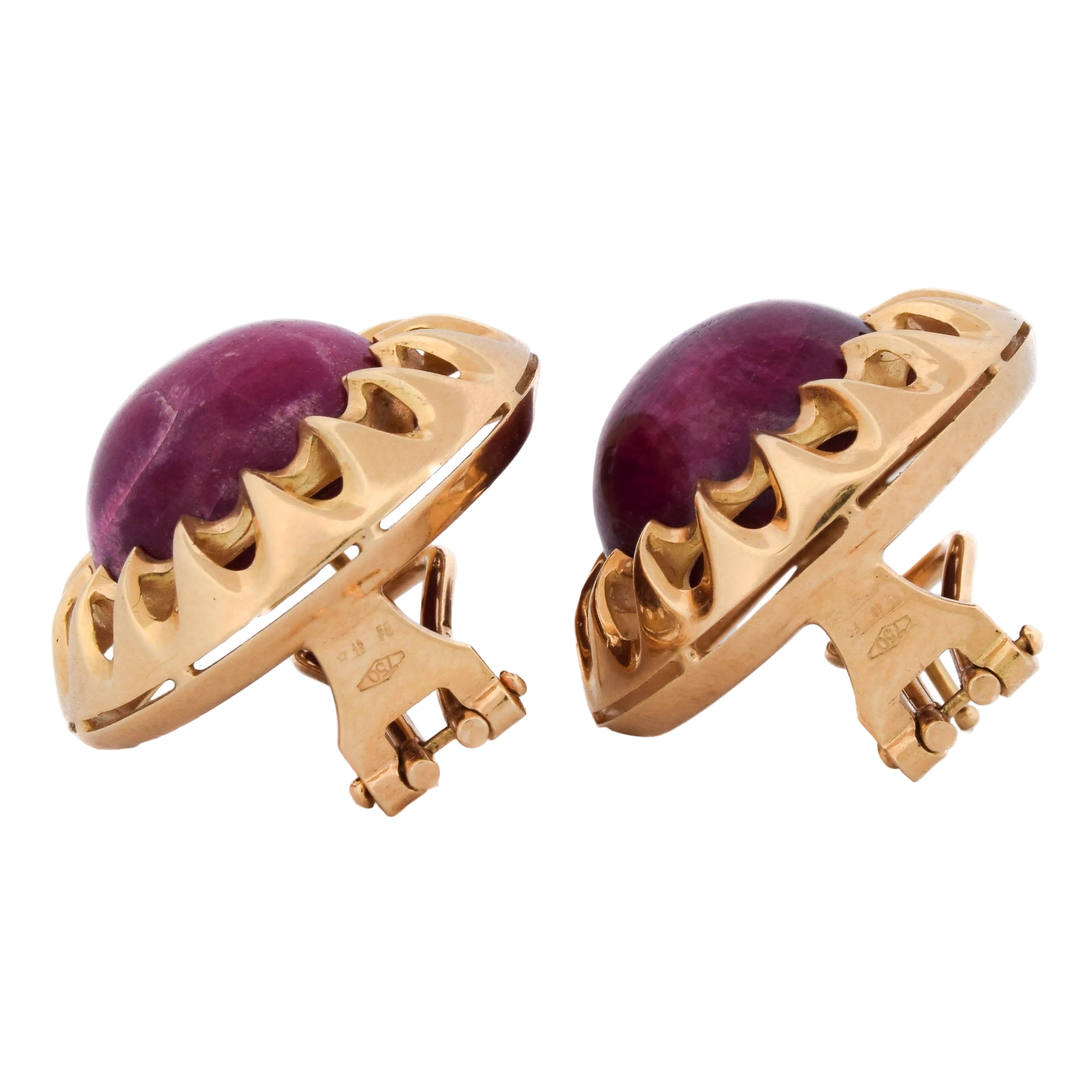 Boucles d'oreilles Clips en or jaune et rubis