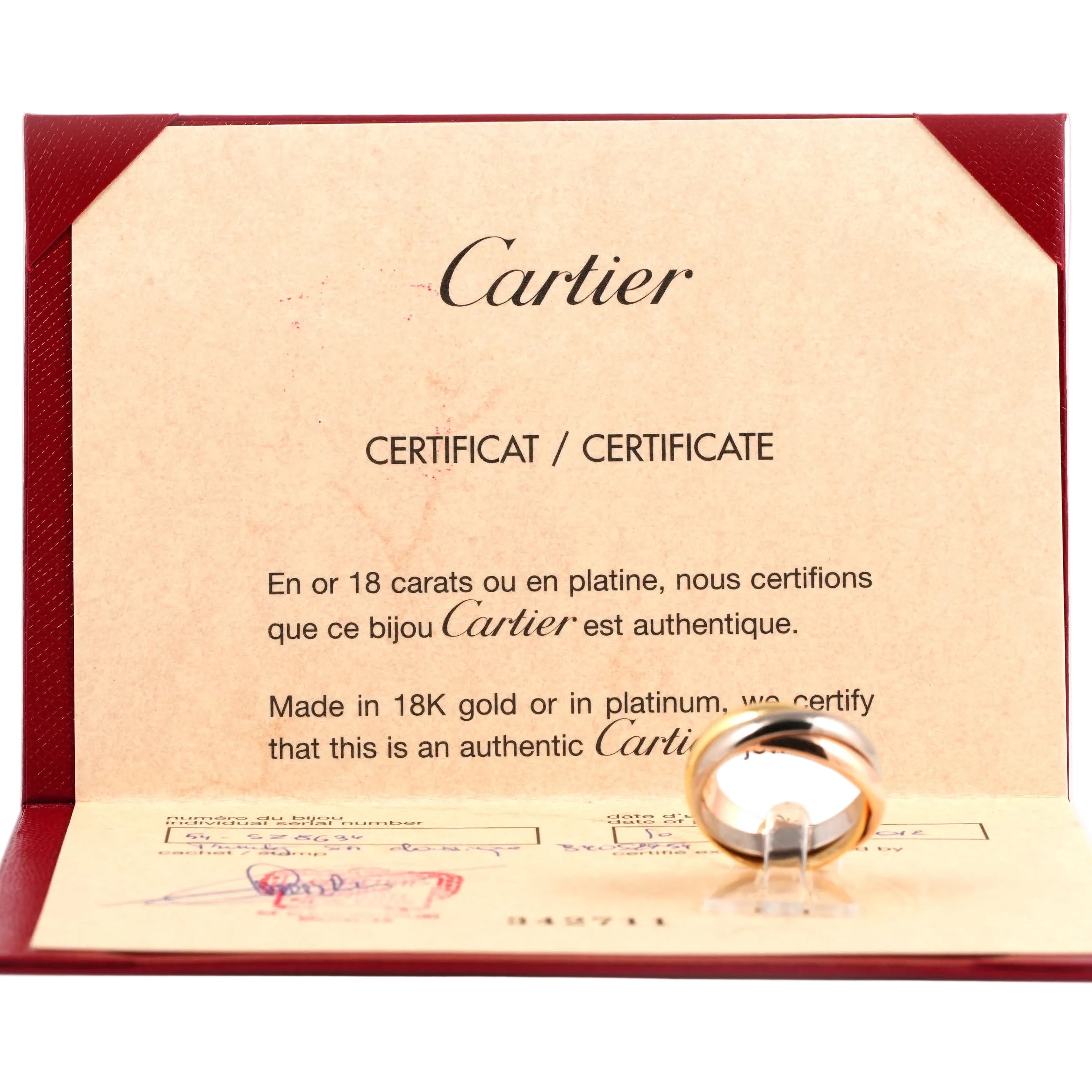 Bague Alliance CARTIER "Trinity" en or blanc, or jaune et or rose
