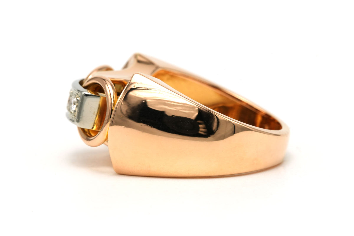 Bague Tank en or jaune et diamants