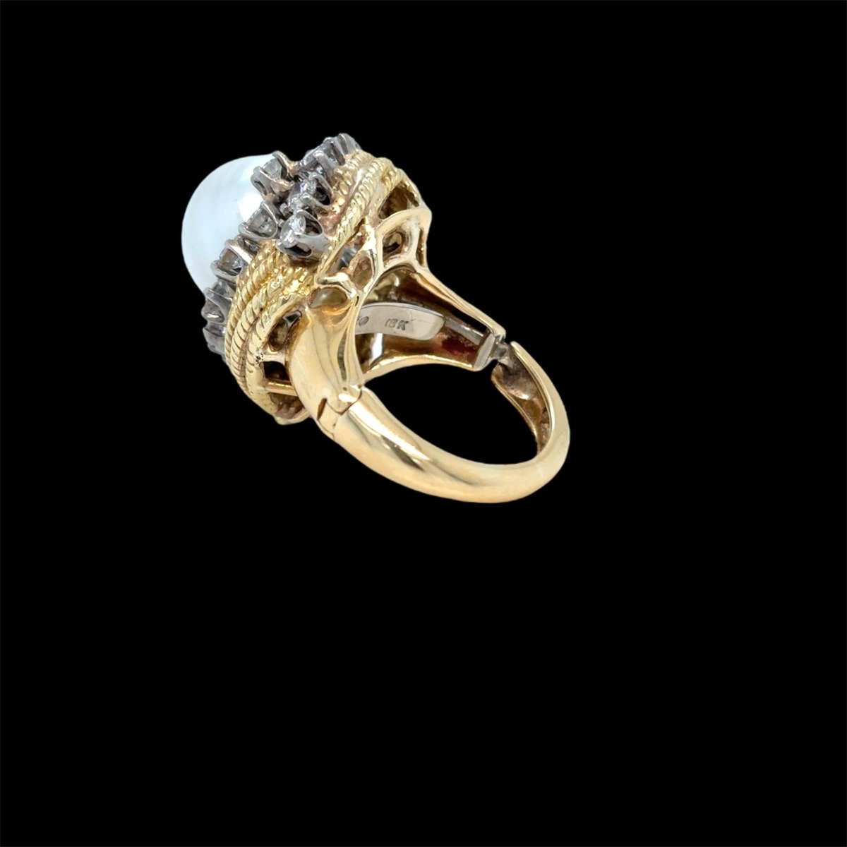 David Webb Yellow Gold South Sea Pearl Diamond Turban Ring - Castafiore