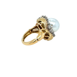 David Webb Yellow Gold South Sea Pearl Diamond Turban Ring - Castafiore