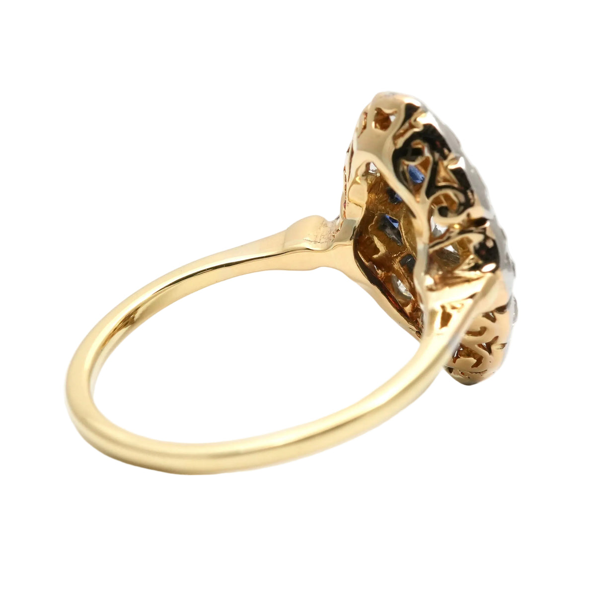 Bague en or blanc, or jaune, saphir et diamants