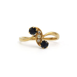 Bague Toi & Moi en or jaune, saphirs  et diamants