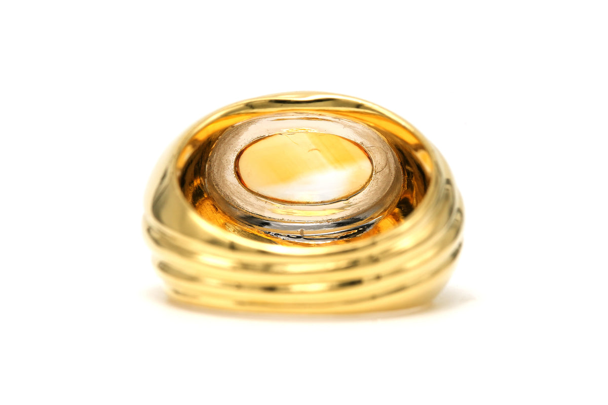 Bague Jonc en or blanc, or jaune et citrine
