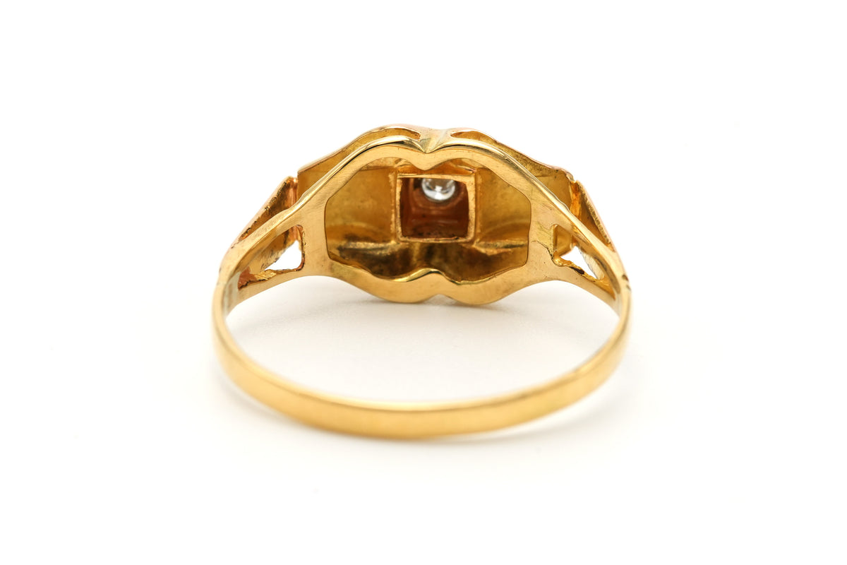 Bague Tank en or blanc, or jaune et diamants