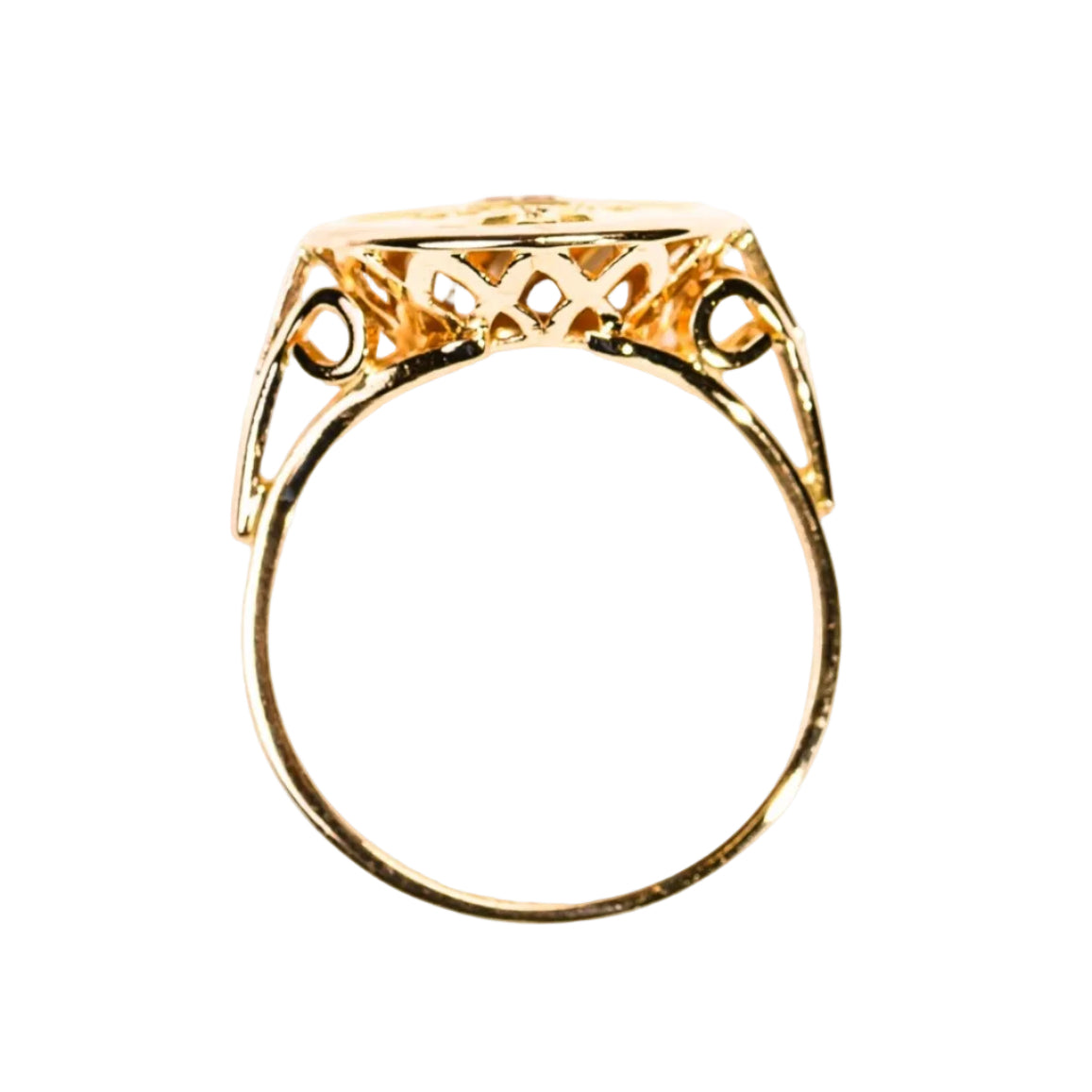 Bague Chevalière AUGIS en or jaune et rubis