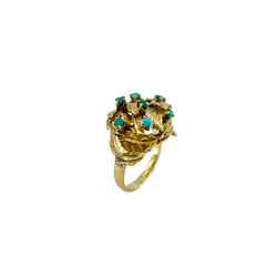 Bague Dôme en or jaune et turquoise