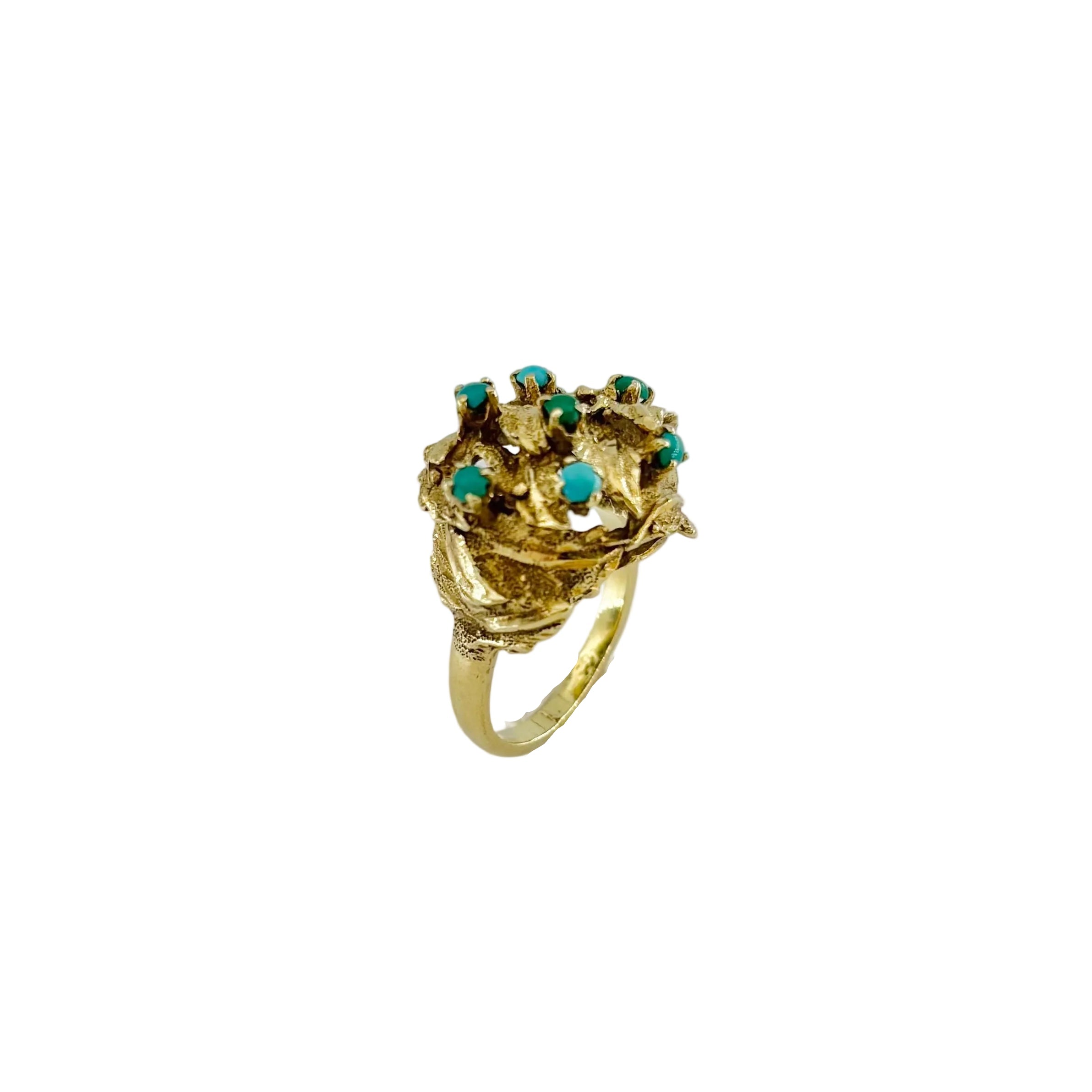 Bague Dôme en or jaune et turquoise