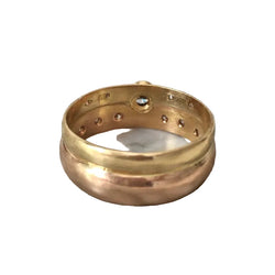 Bague Alliance en or jaune, or rose et diamants