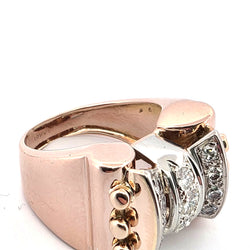 Bague Tank en or blanc, or rose et diamants