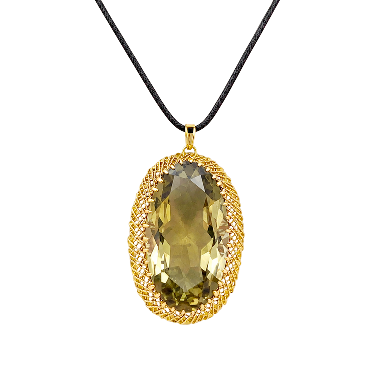 Pendentif en or jaune et prasiolite