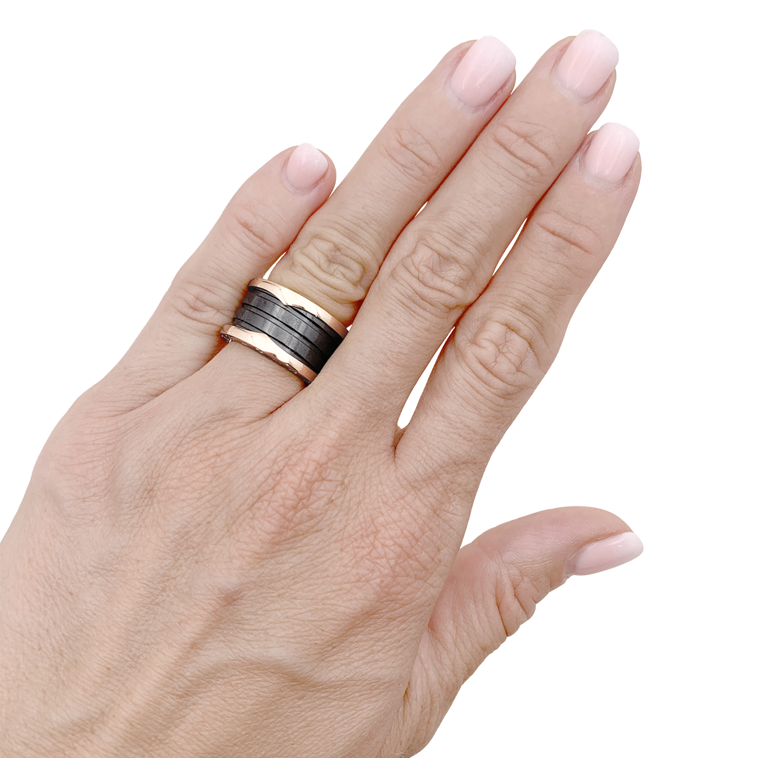 Bague Bulgari, "B.ZERO1" en or jaune et céramique noire.