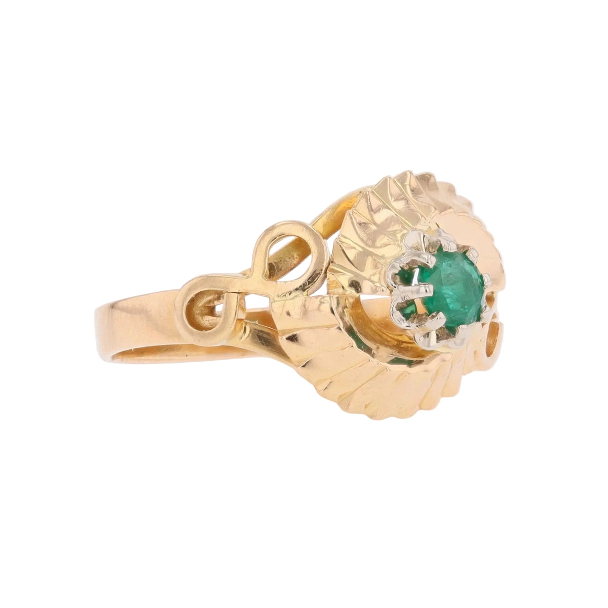 Bague en or rose et émeraude