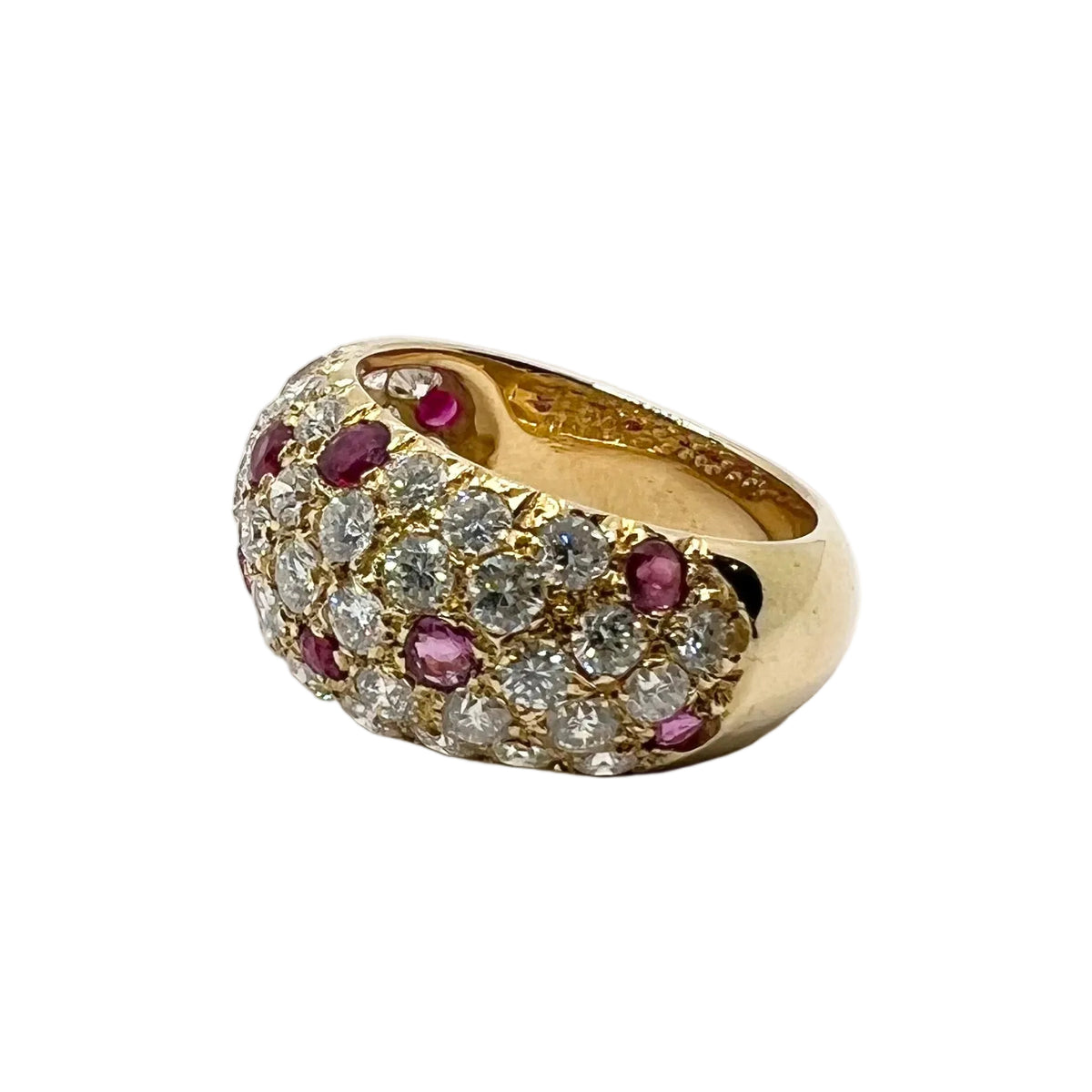 Bague Jonc en or jaune, rubis et diamants