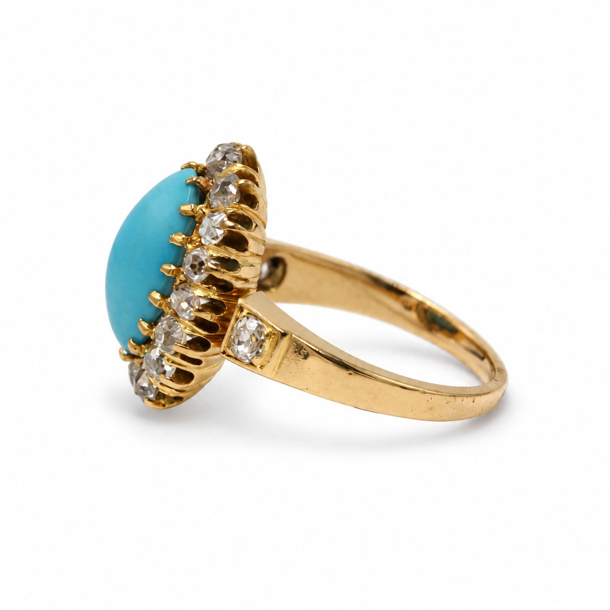 Bague Marguerite en or jaune, turquoise et diamants