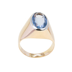 Bague Chevalière en or rose et aigue-marine
