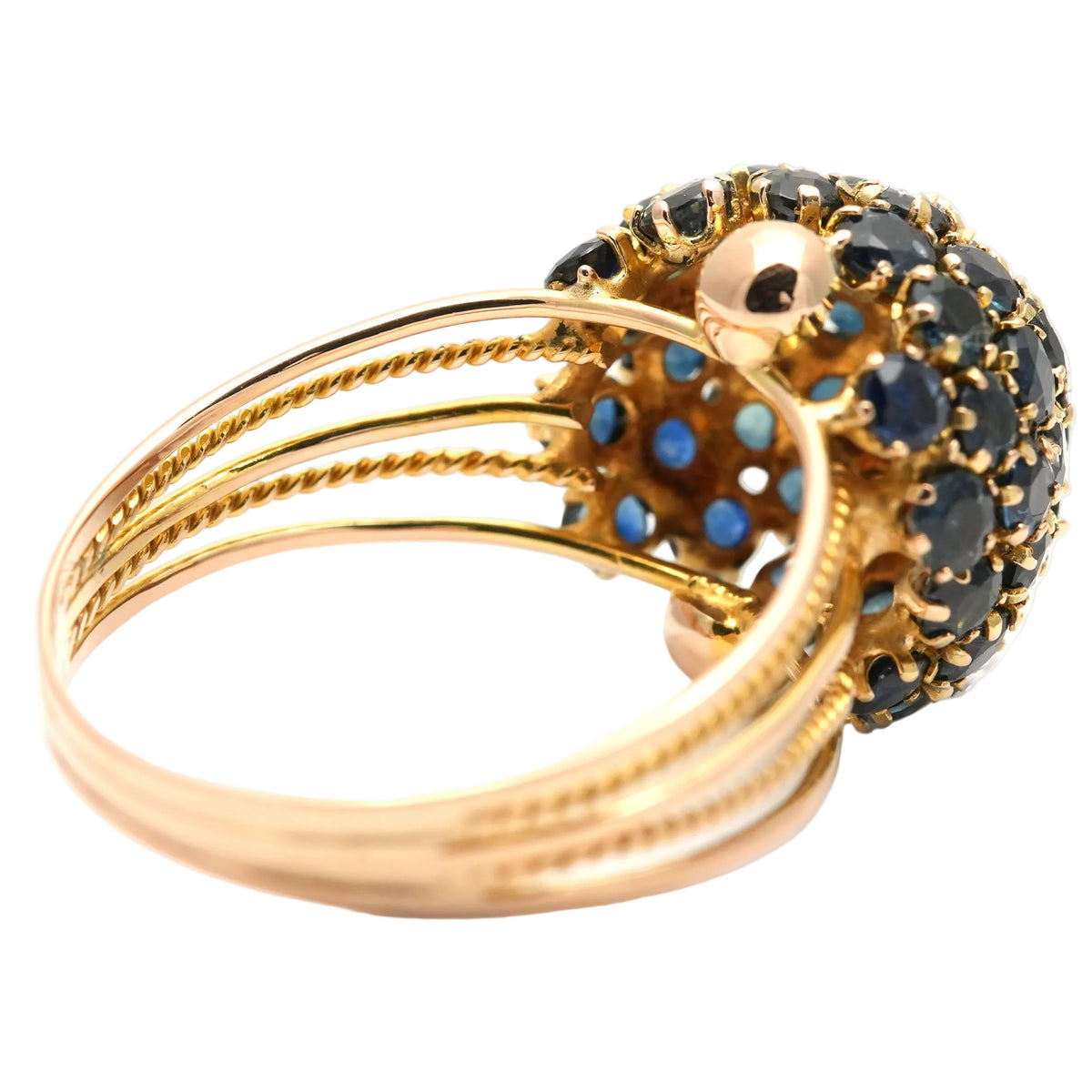 Bague Dôme en or jaune et saphirs